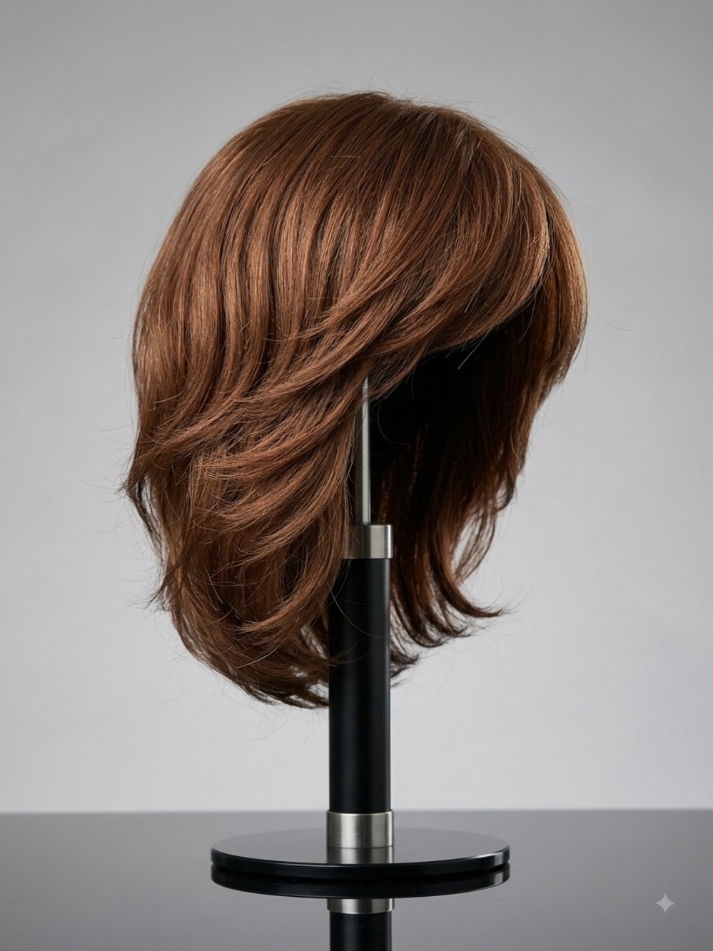 Layered Chestnut Brown Women's human hair Wig - Modern Style